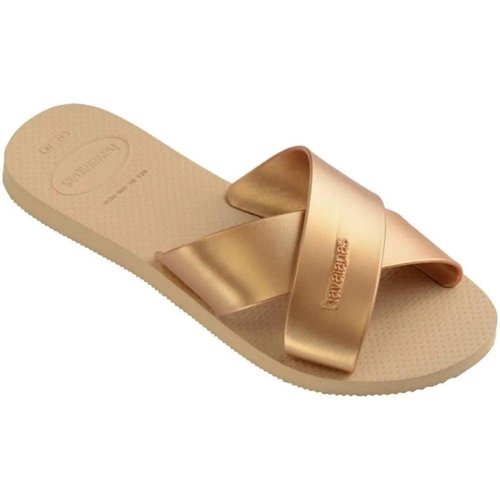 CHINELO FEMININO SLIDE HAVAIANAS AQUA METALLIC 4148866 Dourado 1