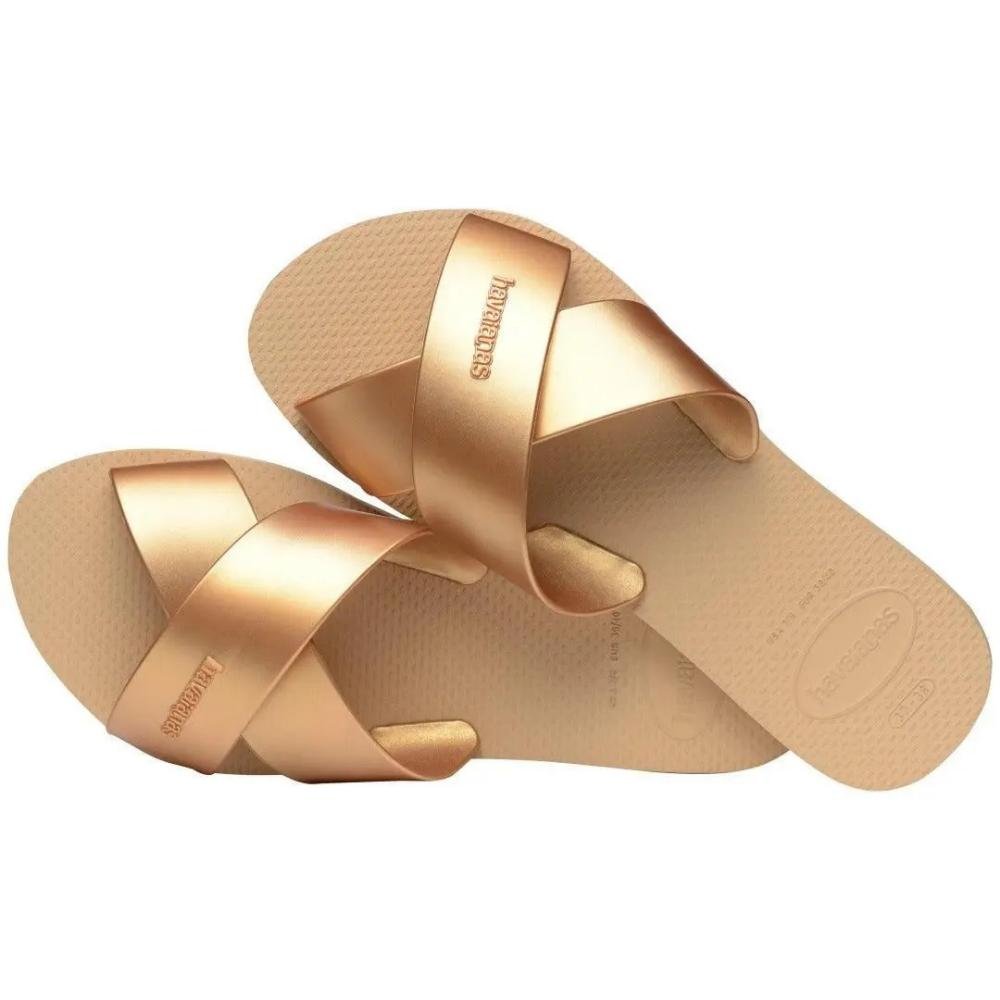 CHINELO FEMININO SLIDE HAVAIANAS AQUA METALLIC 4148866 Dourado 2