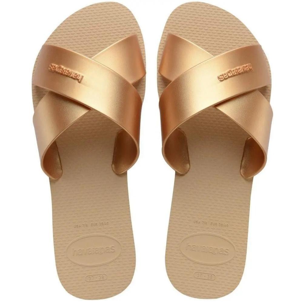 CHINELO FEMININO SLIDE HAVAIANAS AQUA METALLIC 4148866 Dourado 3