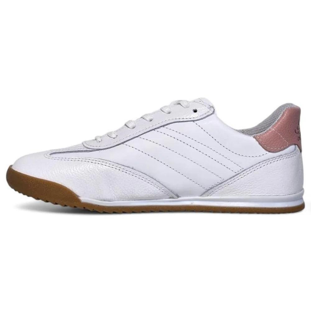 TENIS PEGADA COURO FEMININO 212802 Branco/Rosé 2