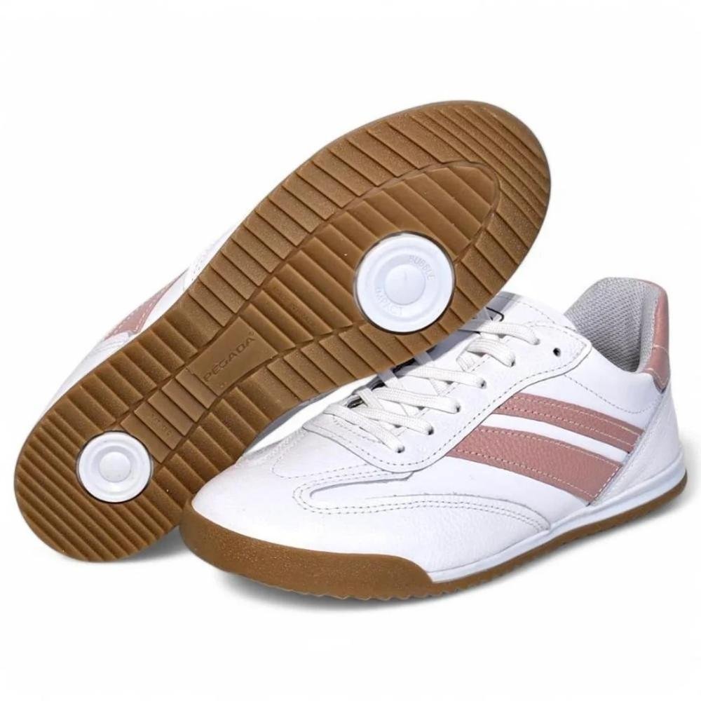 TENIS PEGADA COURO FEMININO 212802 Branco/Rosé 5