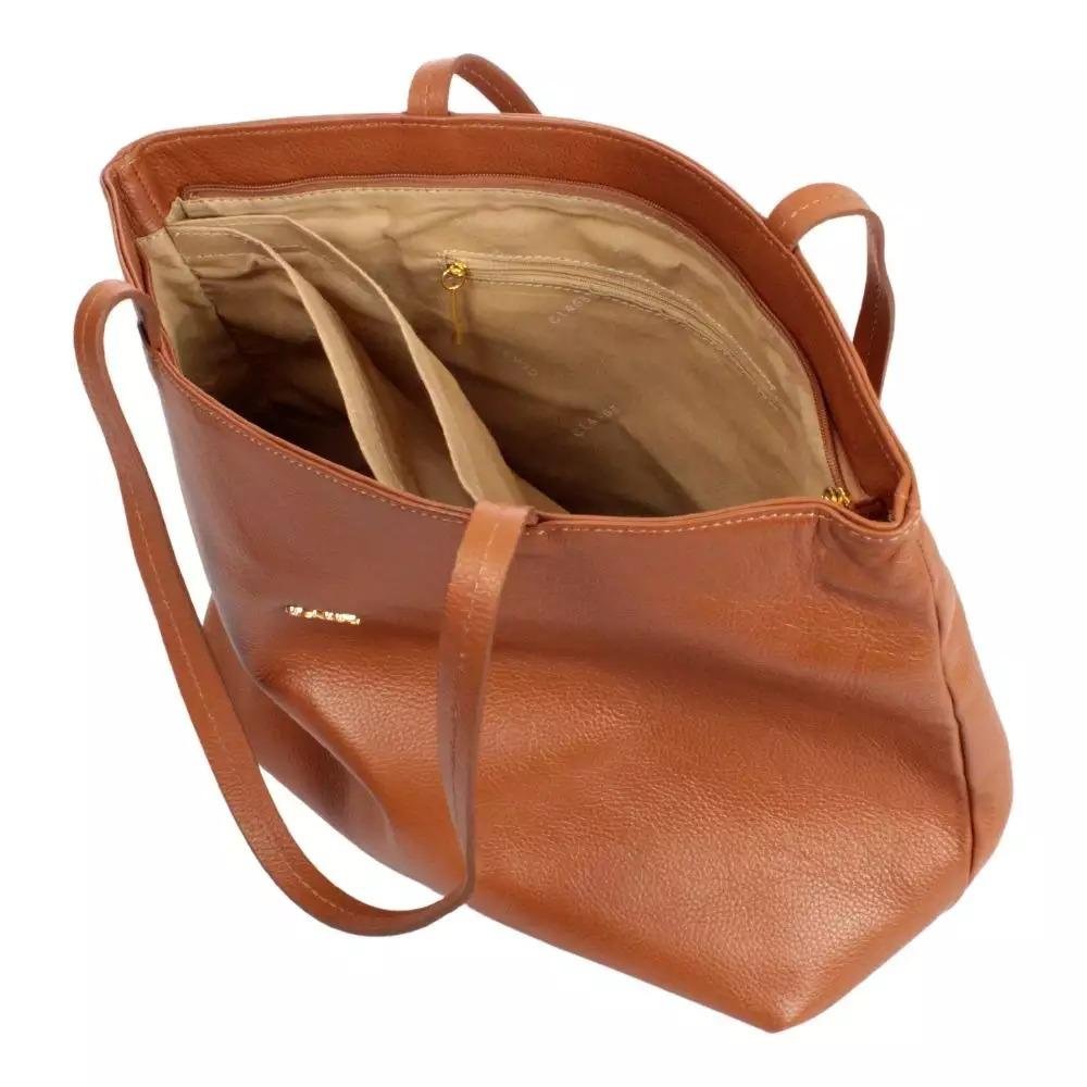 BOLSA CLASSE COURO SHOPPING BAG FEMININA 30362 Caramelo 3