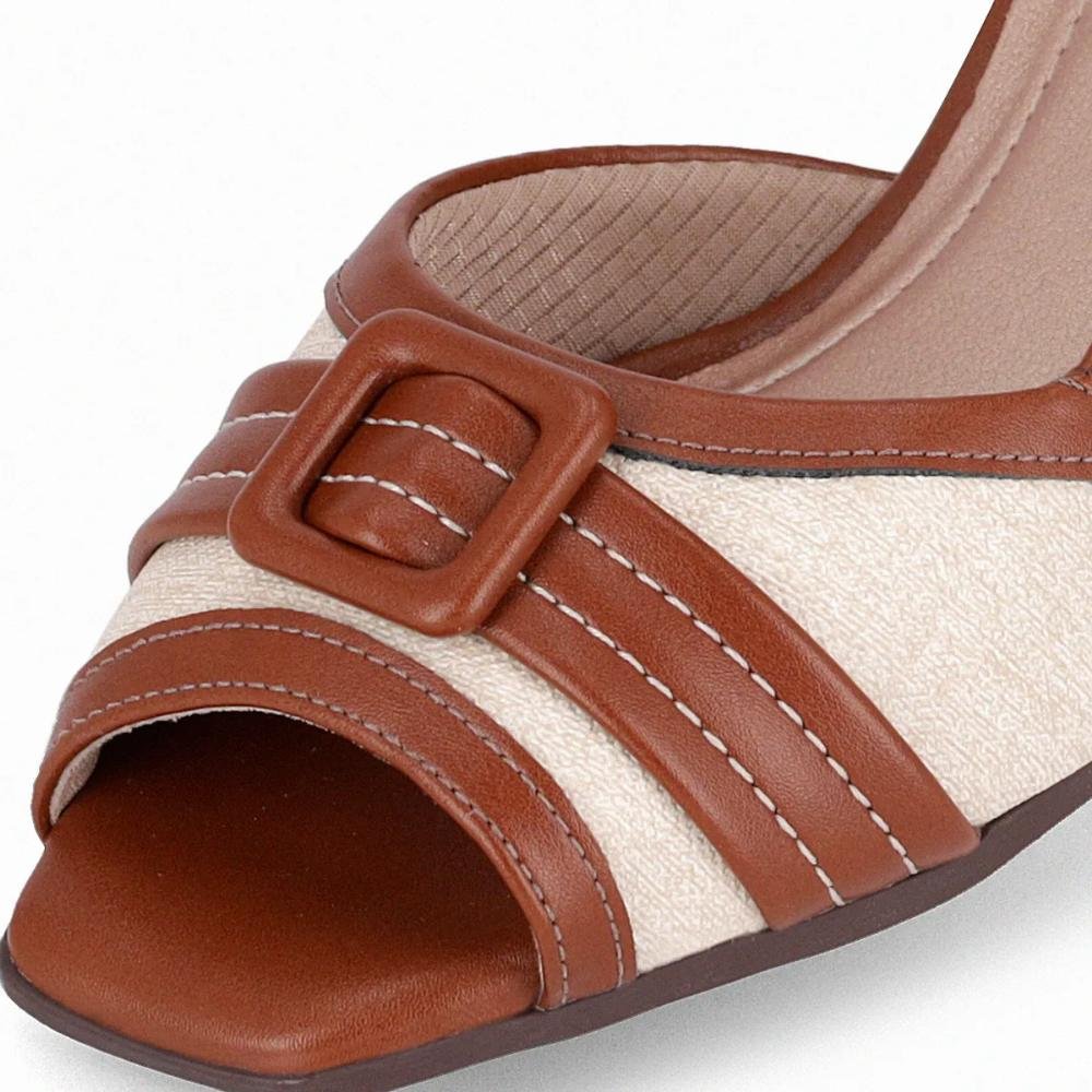 SAPATO PICCADILLY PEEPTOE FEMININO 715030 Conhaque/Natural 3