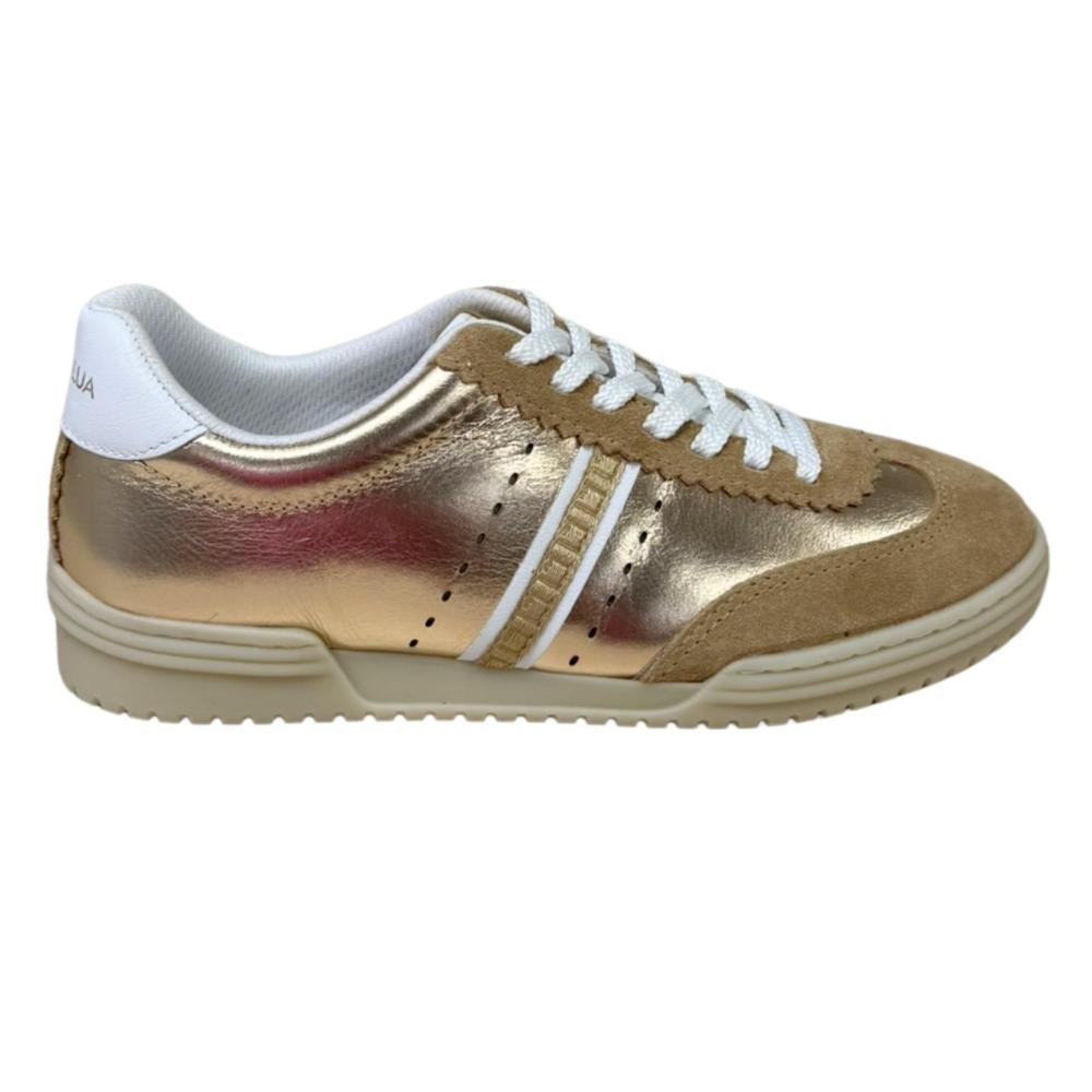 TENIS LUZ DA LUA FEMININO CAMURCA/LAMINATI/SAARA 60780002 Ouro/Bege 1