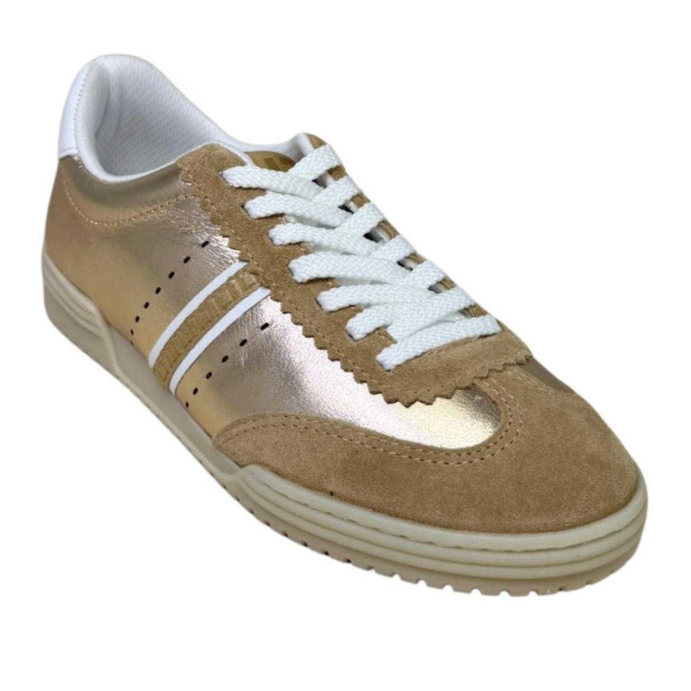 TENIS LUZ DA LUA FEMININO CAMURCA/LAMINATI/SAARA 60780002 Ouro/Bege 2
