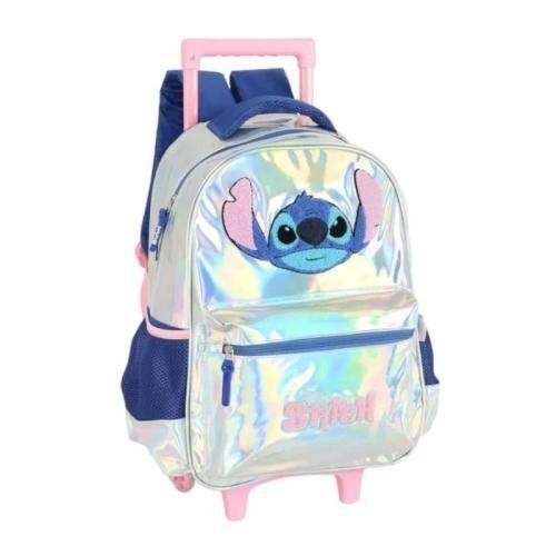 MOCHILA LUXCEL STITCH DISNEY C/RODAS INFANTIL MENINA IC41682SC Prata 2