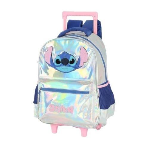 MOCHILA LUXCEL STITCH DISNEY C/RODAS INFANTIL MENINA IC41682SC Prata 3