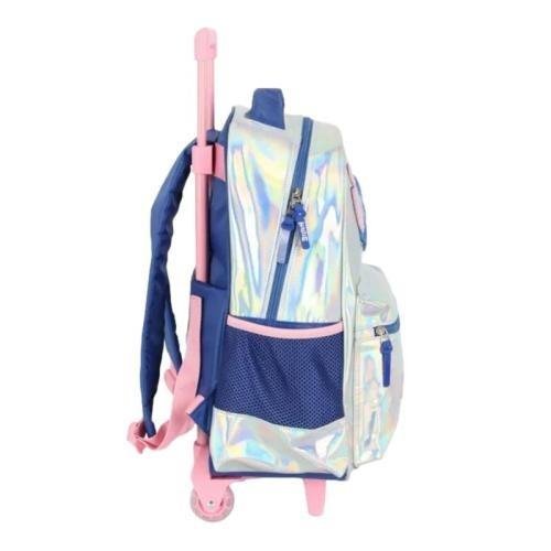 MOCHILA LUXCEL STITCH DISNEY C/RODAS INFANTIL MENINA IC41682SC Prata 5