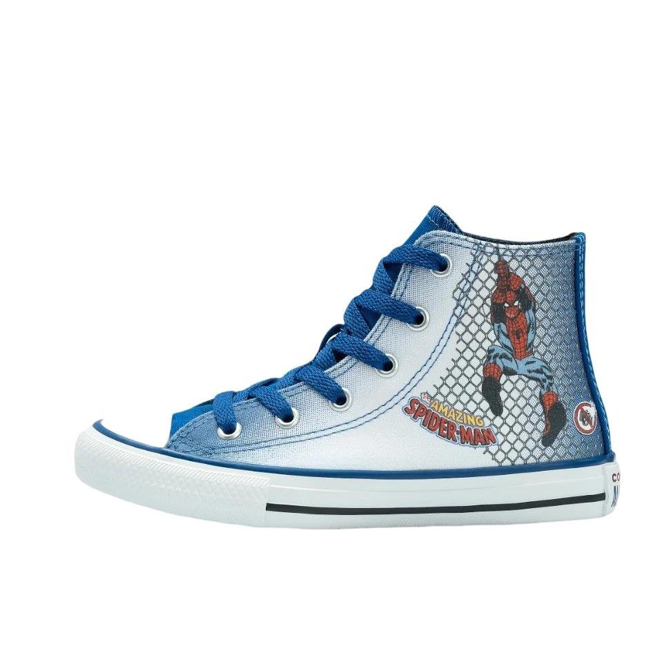 TÊNIS HOMEM ARANHA CONVERSE CANO ALTO CHUCK TAYLOR INFANTIL MENINO CK1307 Azul 2