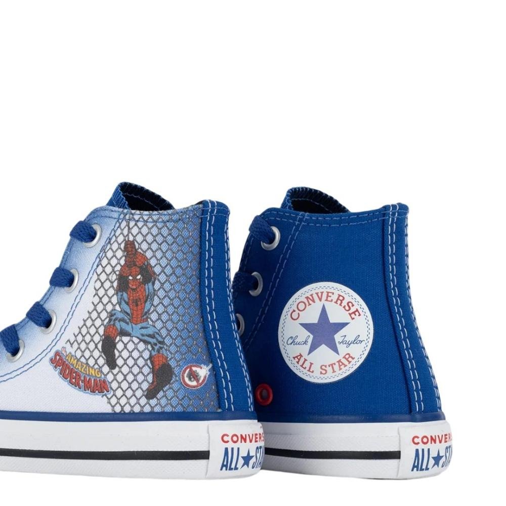 TÊNIS HOMEM ARANHA CONVERSE CANO ALTO CHUCK TAYLOR INFANTIL MENINO CK1307 Azul 3