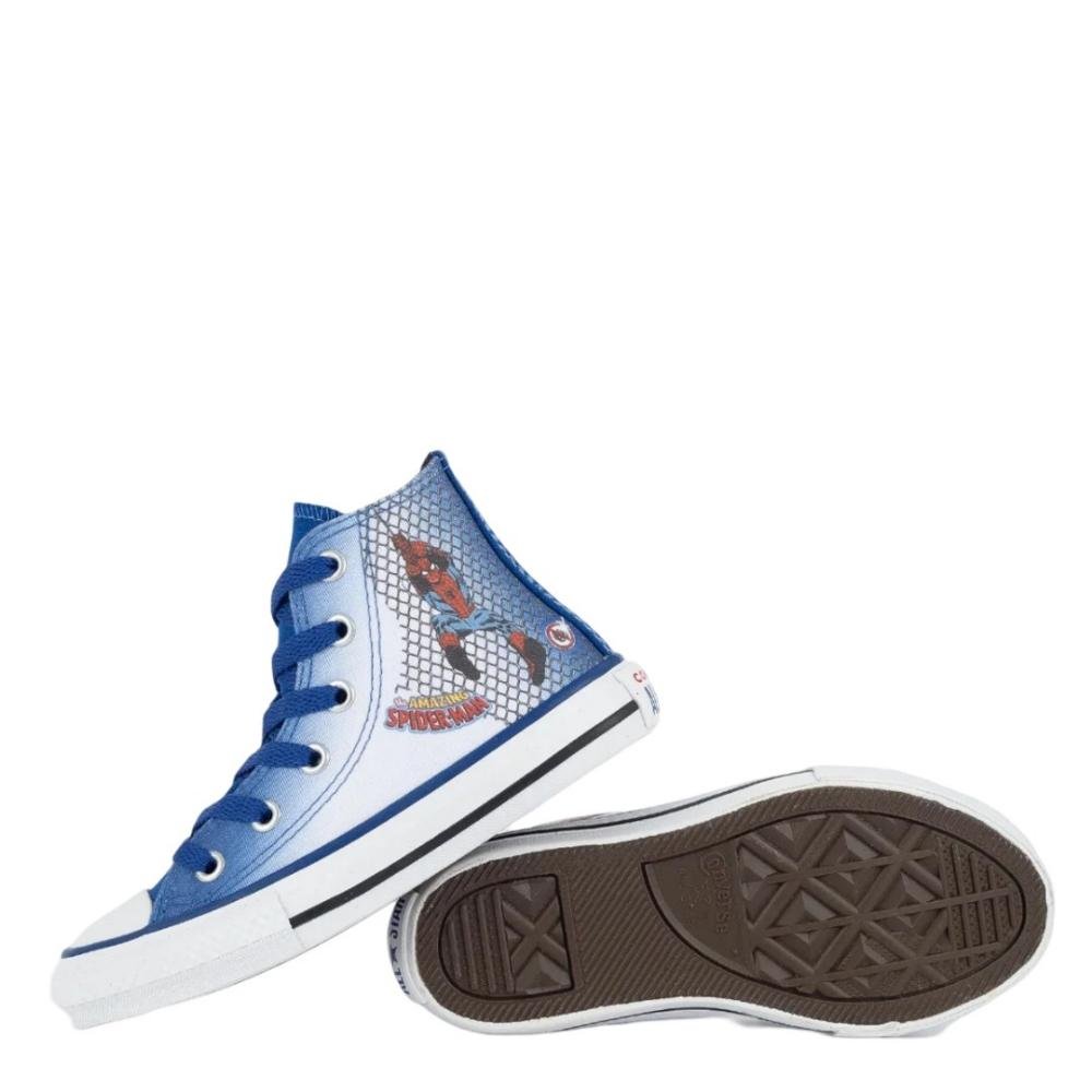 TÊNIS HOMEM ARANHA CONVERSE CANO ALTO CHUCK TAYLOR INFANTIL MENINO CK1307 Azul 4