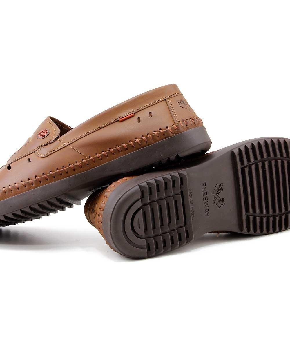 SAPATO FREEWAY COURO MOCASSIM VAZADO MASCULINO LOGANX-2 Havana 5