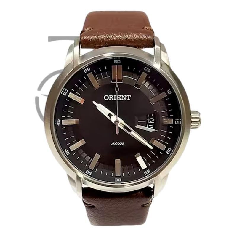 RELOGIO ORIENT ETERNAL COURO MASCULINO MBSC1039G1NX Marrom/Prata 1