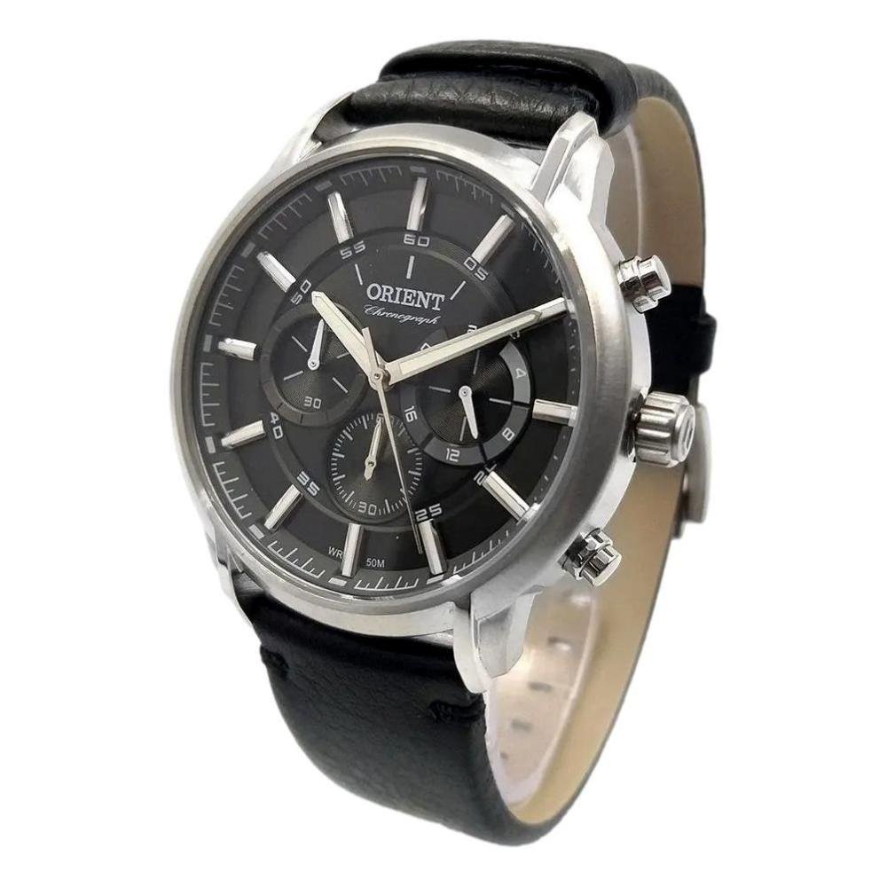 RELOGIO ORIENT COURO MASCULINO MBSCC055G1PX Preto/Prata 2