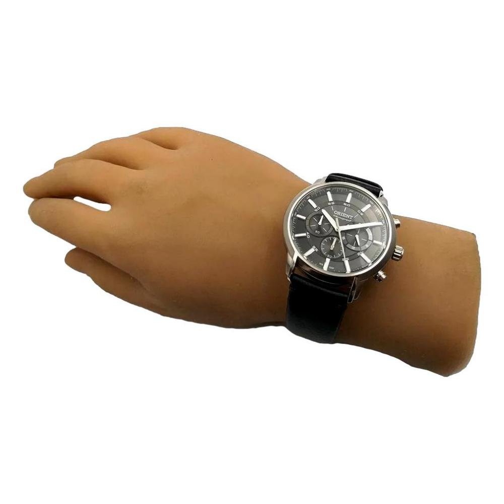 RELOGIO ORIENT COURO MASCULINO MBSCC055G1PX Preto/Prata 4