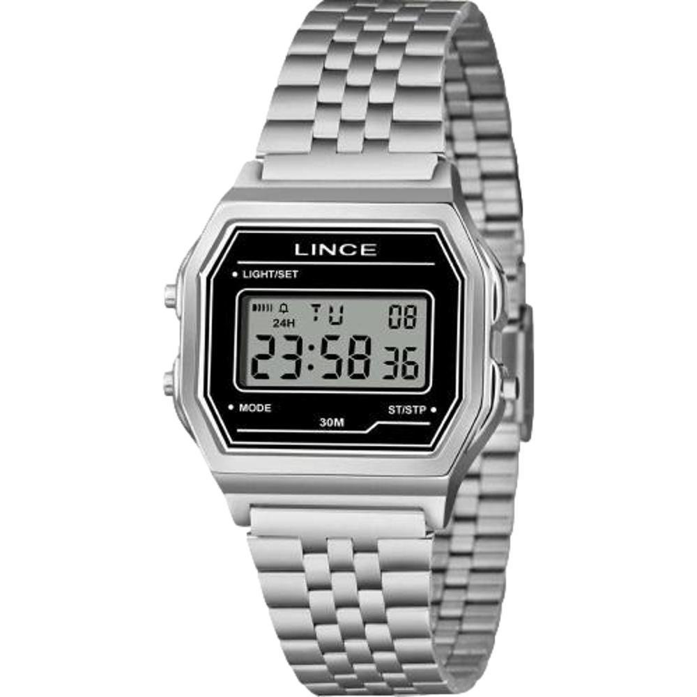 RELÓGIO DIGITAL LINCE VINTAGE FEMININO SDMJ180L34BPSX Prata/Preto 2