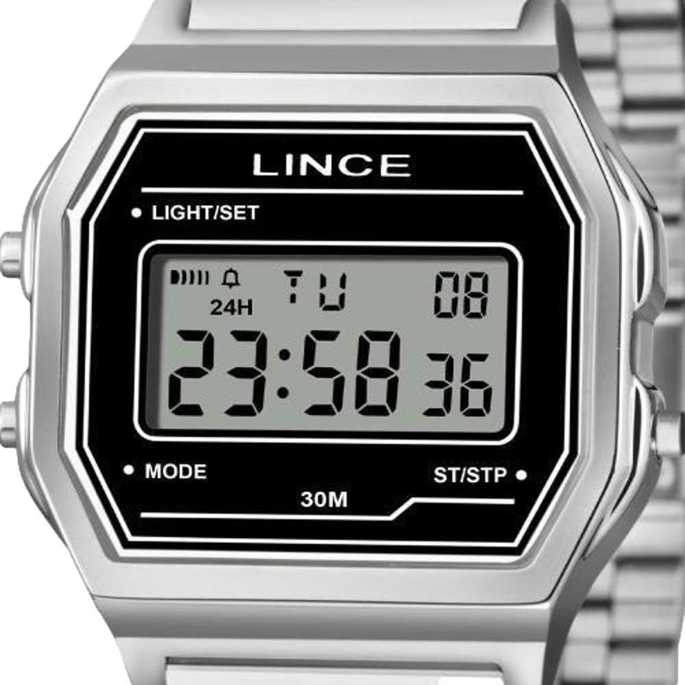 RELÓGIO DIGITAL LINCE VINTAGE FEMININO SDMJ180L34BPSX Prata/Preto 3