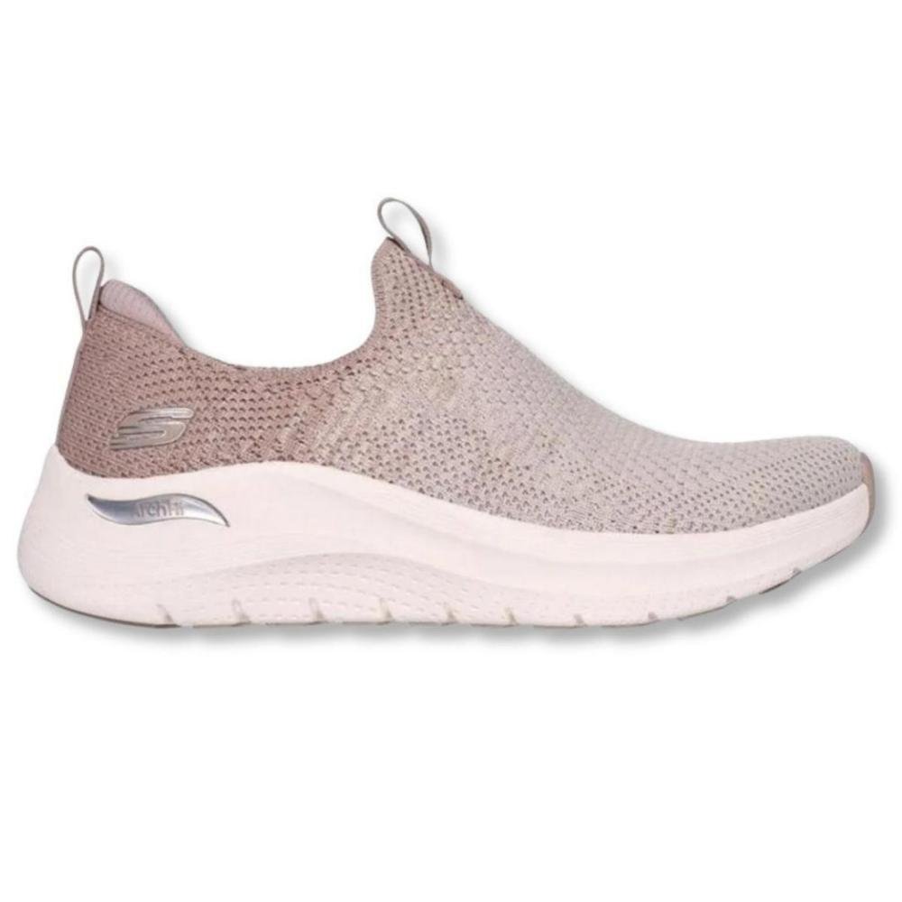 TÊNIS SKECHERS ARCH SLIP FEMININO FIT 2.0 150055 Nude/Branco 2