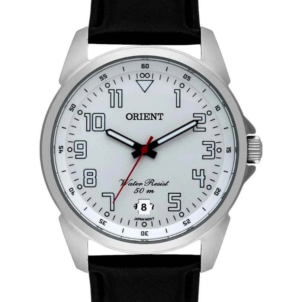 RELÓGIO ORIENT COURO MASCULINO MBSC1031S2PX Preto/Prata 2