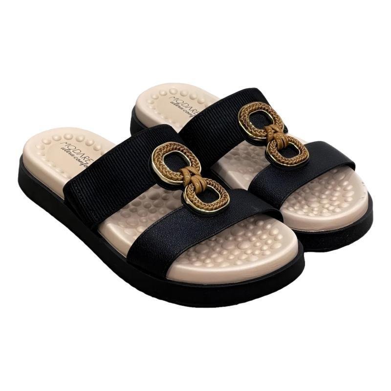 TAMANCO MODARE SLIDE ULTRACONFORTO FEMININO 7178.107 Preto/Camel 3