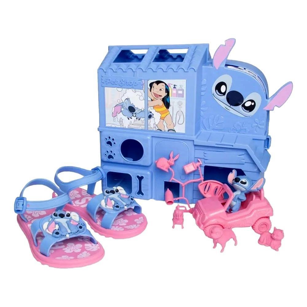 SANDÁLIA STITCH GRENDENE BRINDE PET SHOP MENINA 23321 Rosa/Azul 4