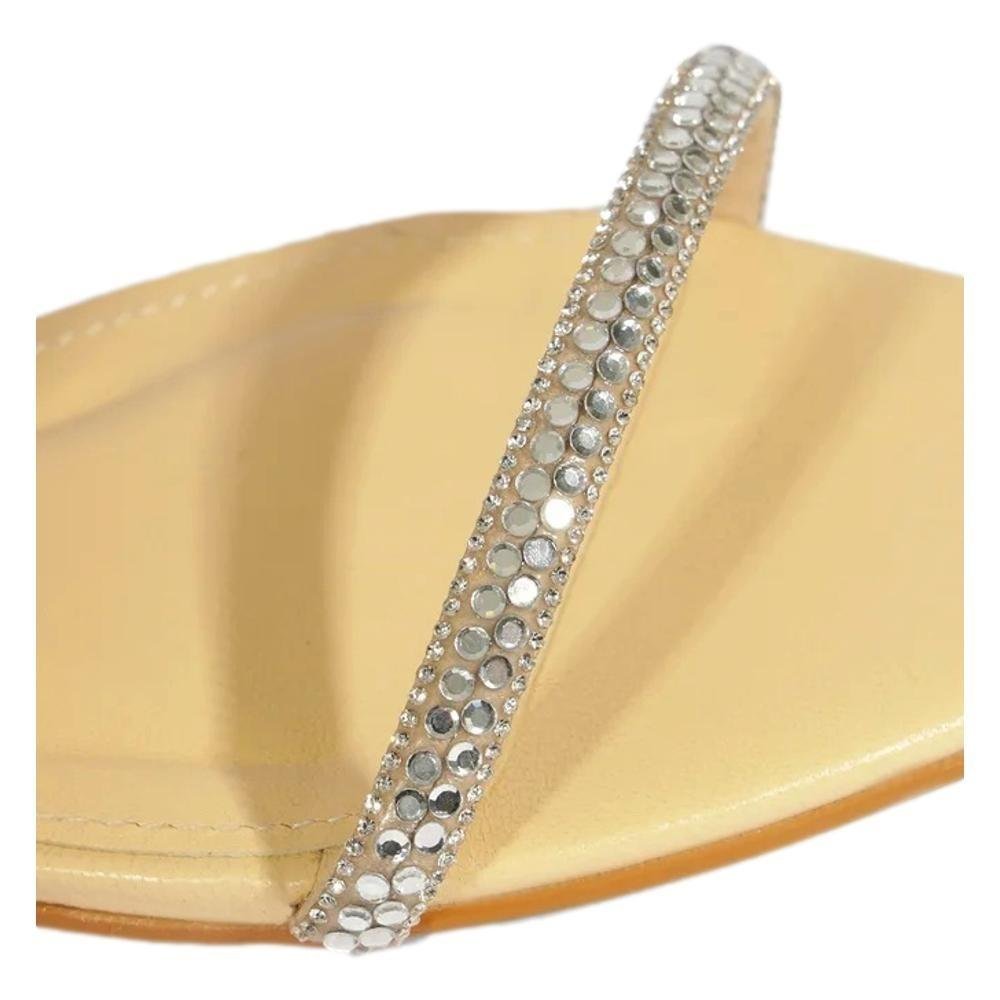 CHINELO SCHUTZ SLIDE COURO FEMININO STRASS S222870001 Bege/Prata 6