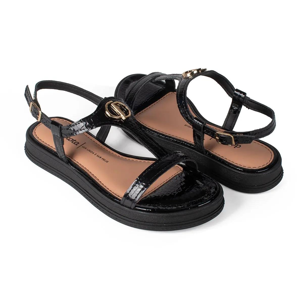 SANDALIA DAKOTA VERNIZ FEMININA Y9452 Preto 5