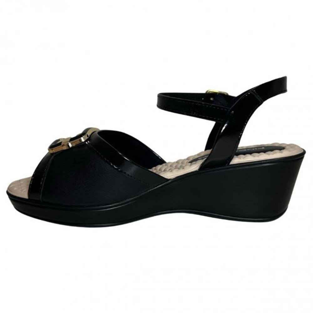 SANDÁLIA ANABELA PICCADILLY FEMININA VERNIZ 540419 Preto 2