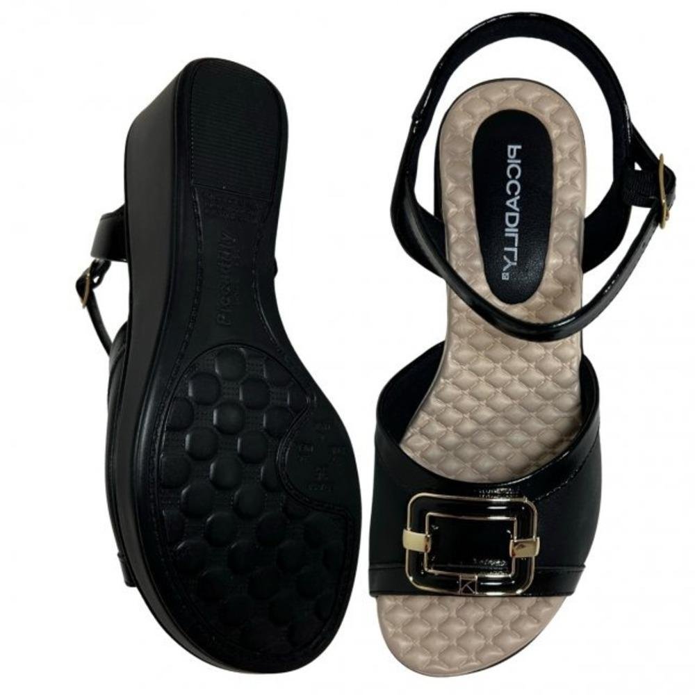 SANDÁLIA ANABELA PICCADILLY FEMININA VERNIZ 540419 Preto 4