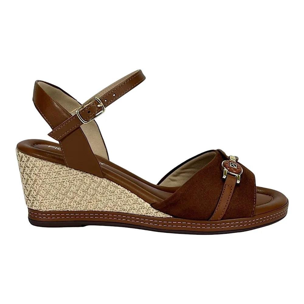 SANDÁLIA ANABELA PICCADILLY FEMININA ESPADRILLE 408243 Conhaque/Marfim 2