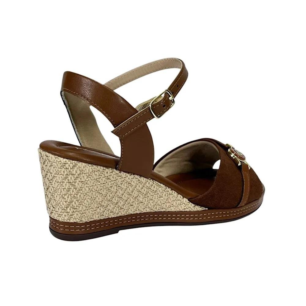 SANDÁLIA ANABELA PICCADILLY FEMININA ESPADRILLE 408243 Conhaque/Marfim 5
