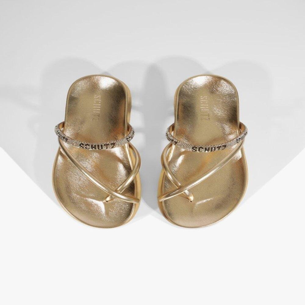 PAPETE SCHUTZ STRASS FEMININO S207330216 Dourado 4