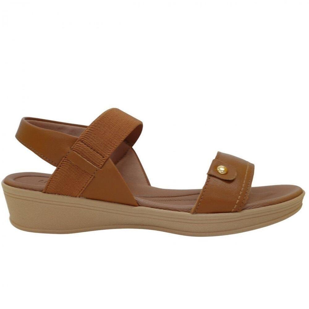 SANDÀLIA ANABELA FEMININA COURO USAFLEX UD04004 Caramelo 1