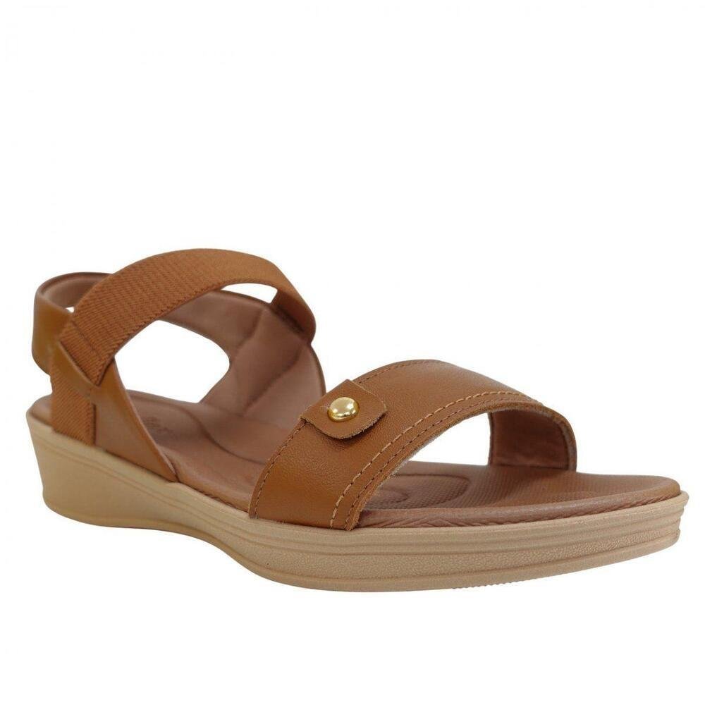 SANDÀLIA ANABELA FEMININA COURO USAFLEX UD04004 Caramelo 2
