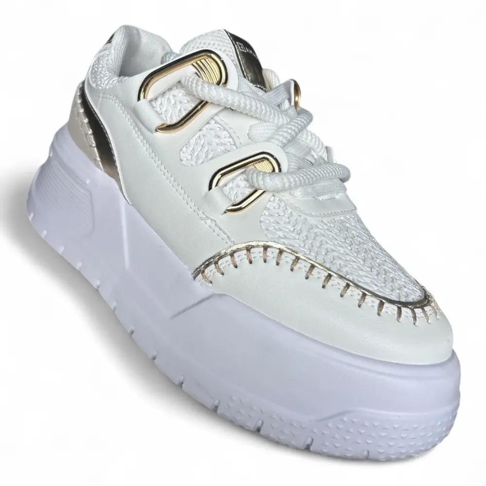 TÊNIS RAMARIM FLATFORM FEMININO 2576233 Branco/Dourado 2
