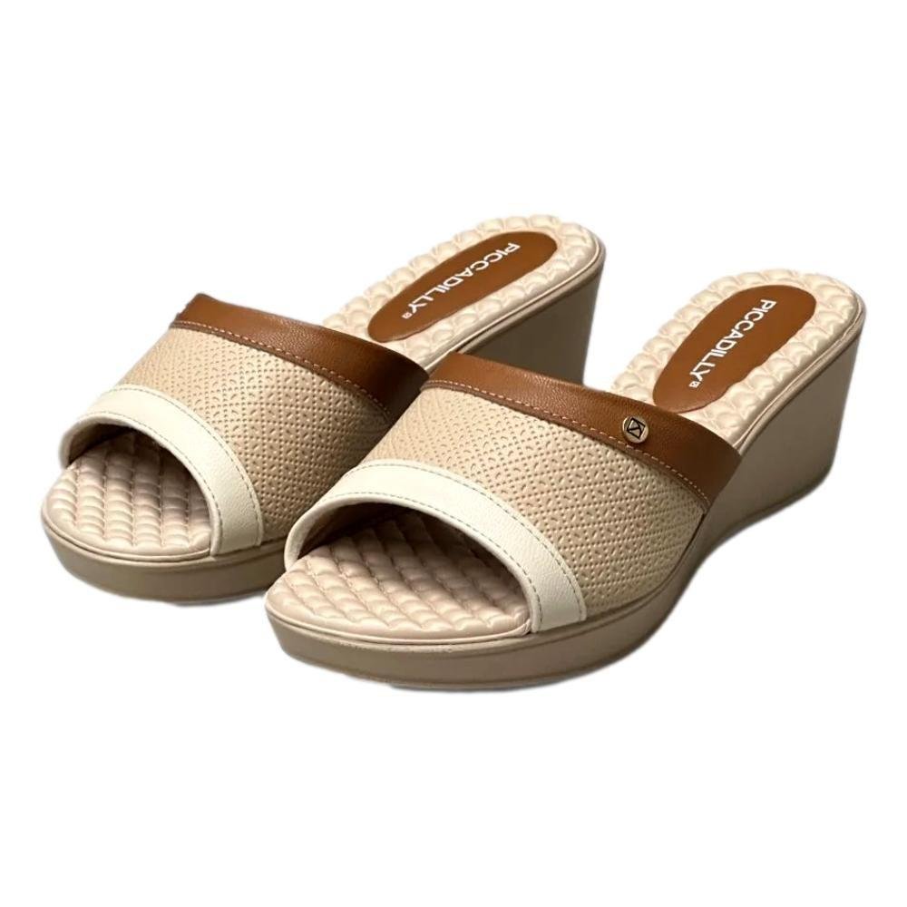 TAMANCO ANABELA PICCADILLY PONTILHADO FEMININO 540404 Bege/Marrom 2