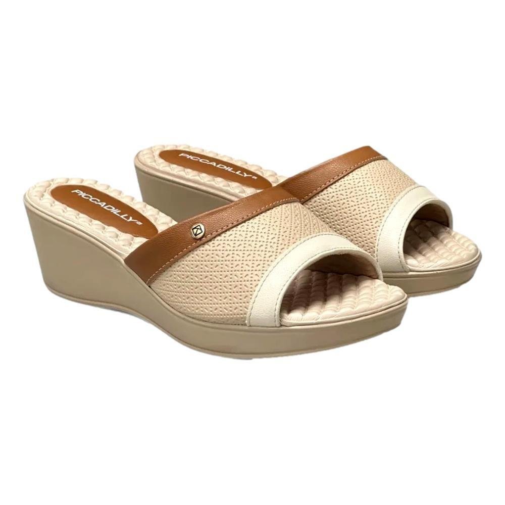 TAMANCO ANABELA PICCADILLY PONTILHADO FEMININO 540404 Bege/Marrom 3