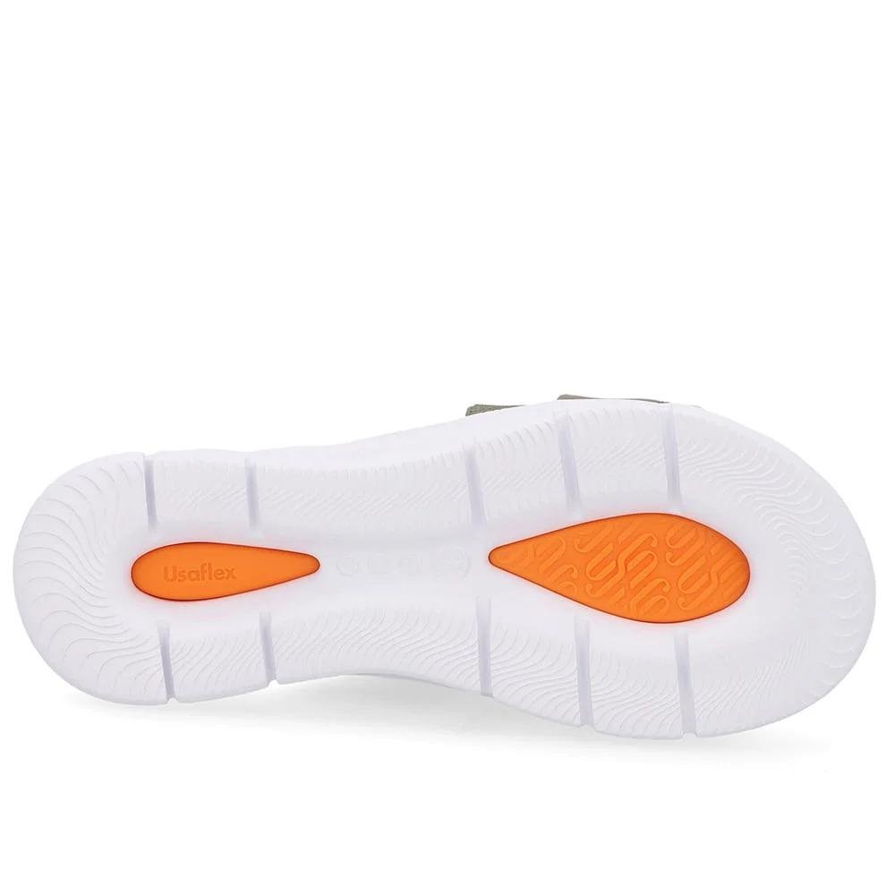 SANDÁLIA PAPETE COURO FEMININA USAFLEX AO03005 Verde Militar/Branco 4