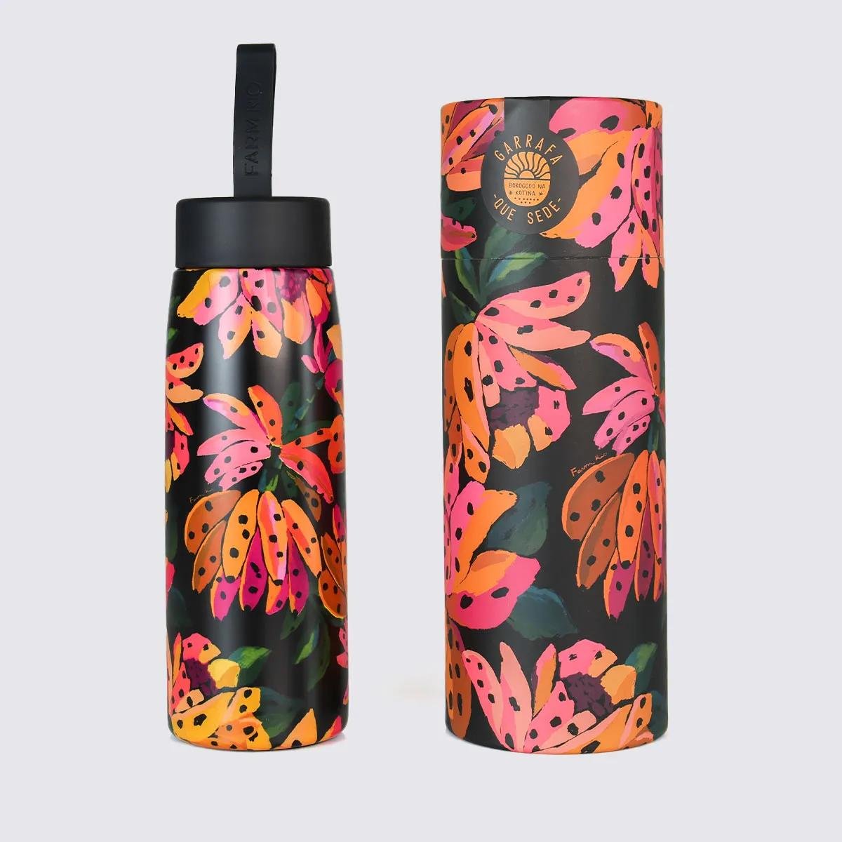 GARRAFA FARM QUE SEDE FLOR DE BANANA 500ML 78325873C Preto/Verde/Rosa 4