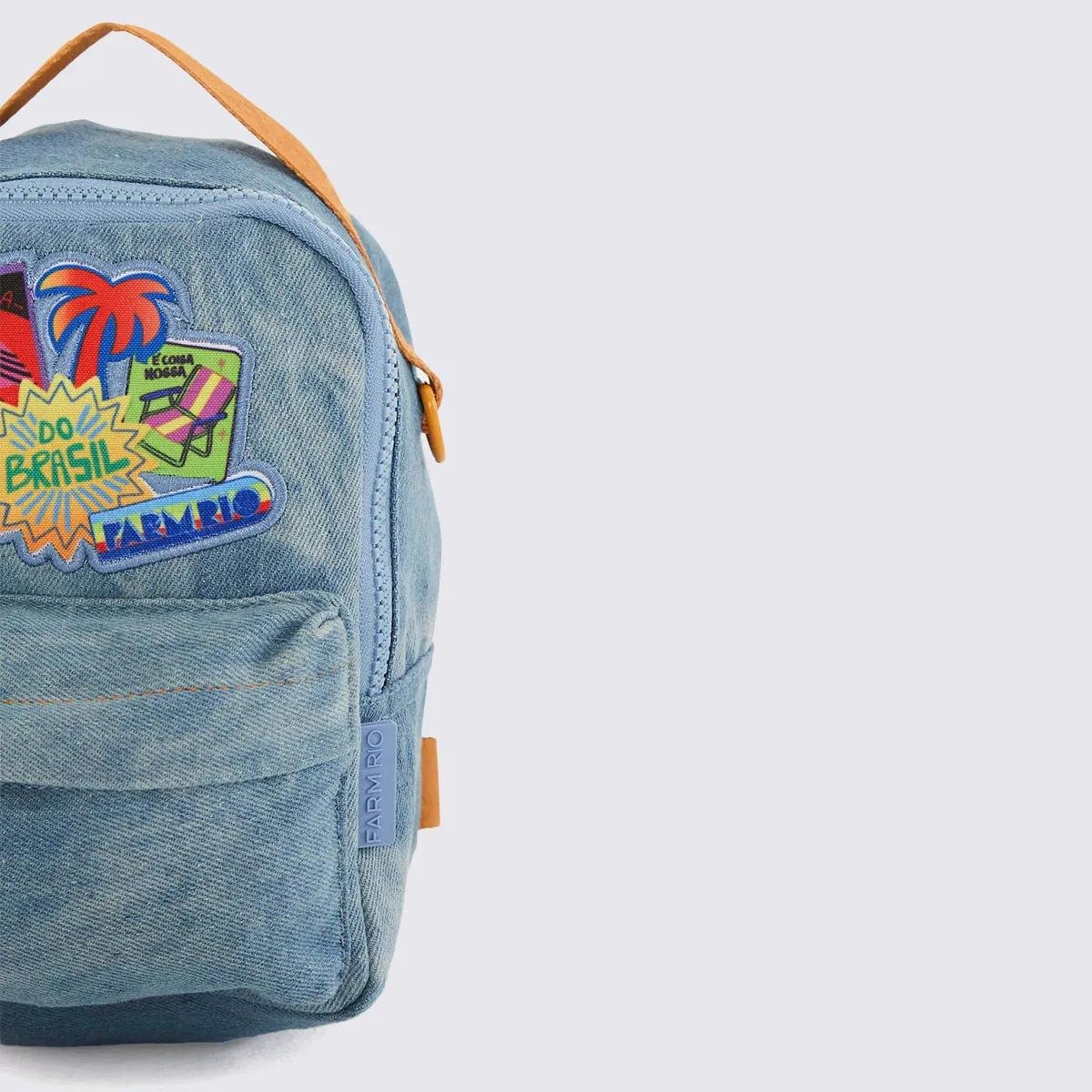 MINI MOCHILA FARM BOROGODO PATCH RIO JEANS 78327606 Azul/Caramelo 2