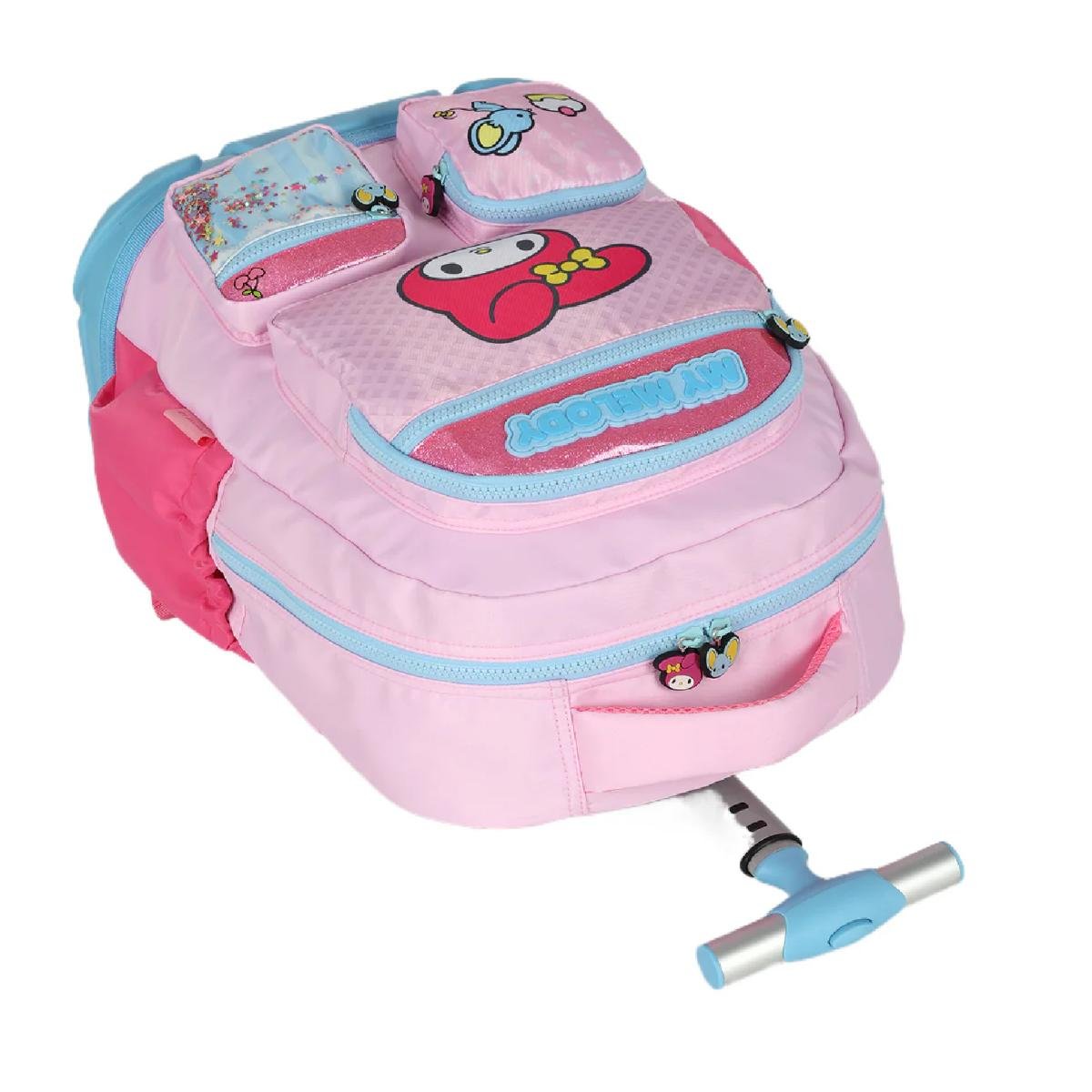 MOCHILA INFANTIL LUXCEL AMIGOS DA KELLO KITY COM RODAS MC49694SR Rosa 6