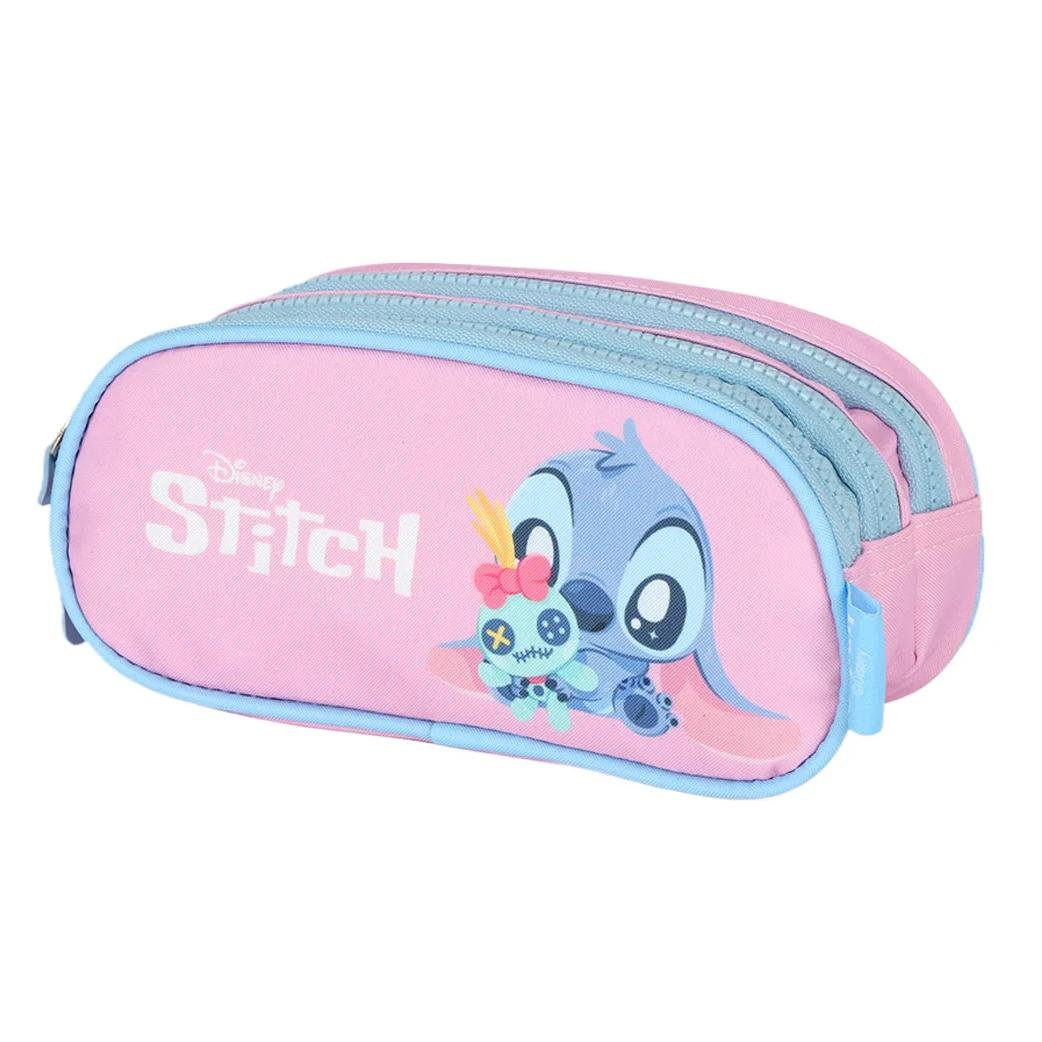 ESTOJO LUXCEL ZIPER TRIPLO INFANTIL STITCH ET50045SC Rosa 4