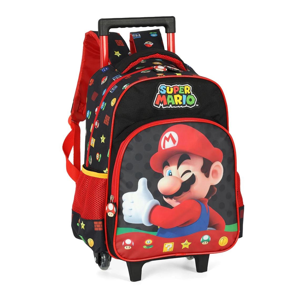 MOCHILA LUXCEL INFANTIL MARIO BROS COM RODAS IC42542MO Preto 2
