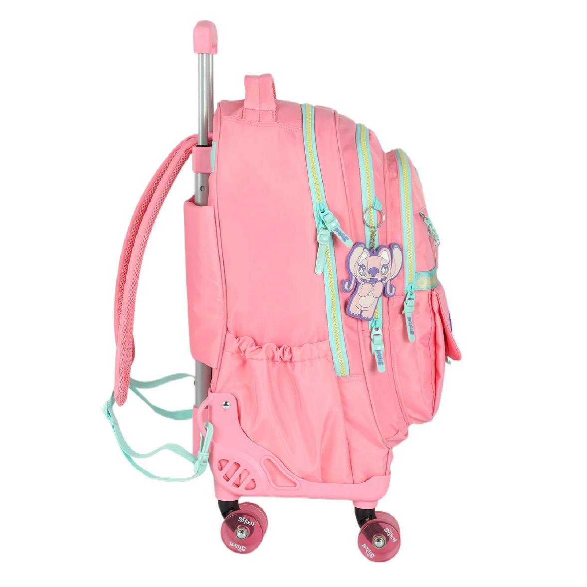 MOCHILA LUXCEL INFANTIL STITCH OHANA COM RODAS MC50082SC Salmão 3