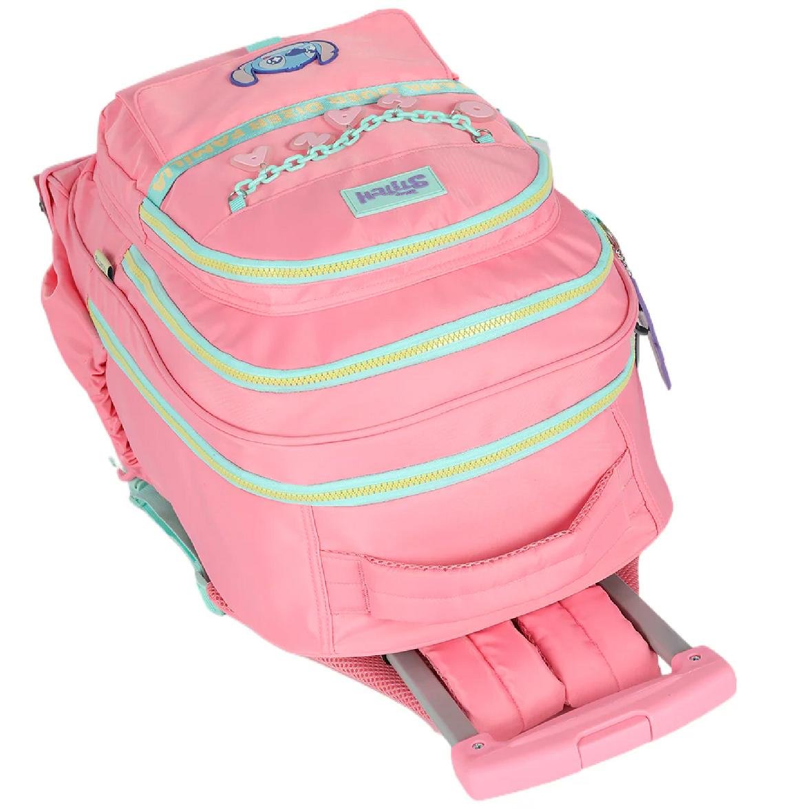 MOCHILA LUXCEL INFANTIL STITCH OHANA COM RODAS MC50082SC Salmão 5