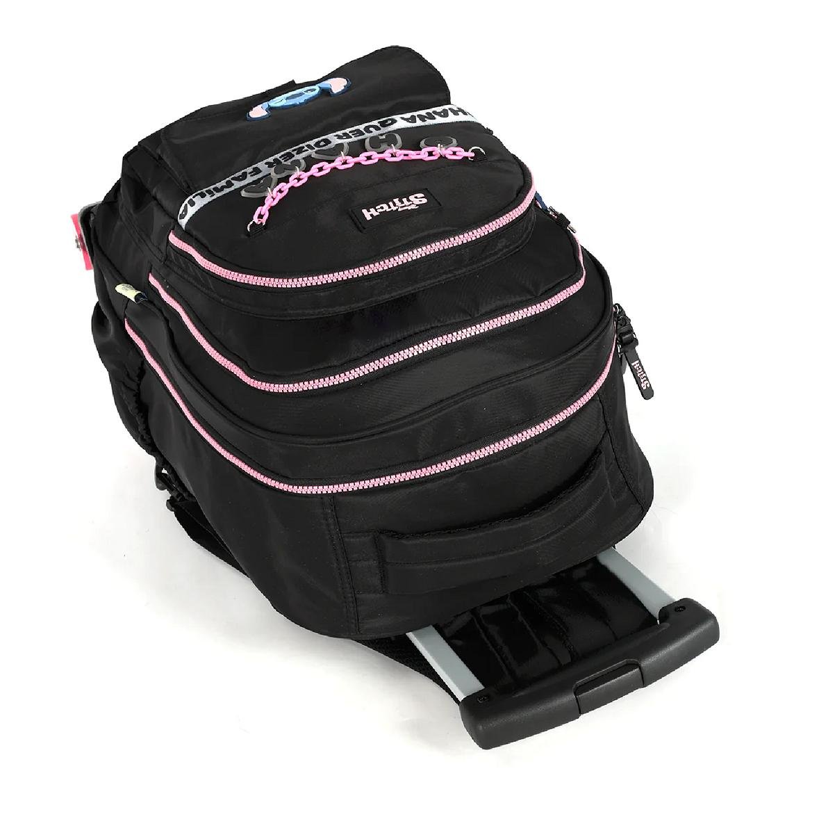 MOCHILA LUXCEL INFANTIL STITCH OHANA COM RODAS MC50082SC Preto 4