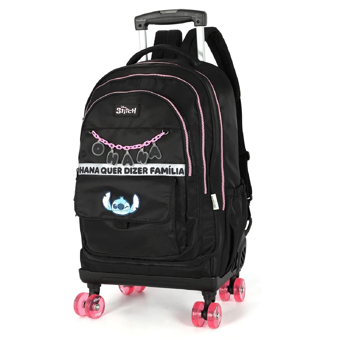 MOCHILA LUXCEL INFANTIL STITCH OHANA COM RODAS MC50082SC Preto 6
