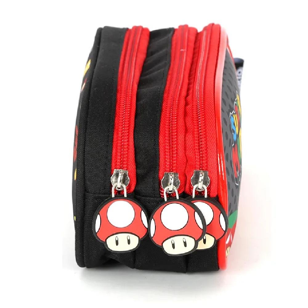 ESTOJO LUXCEL INFANTIL ZIPER TRIPLO MARIO BROS EI42545MO Preto 3