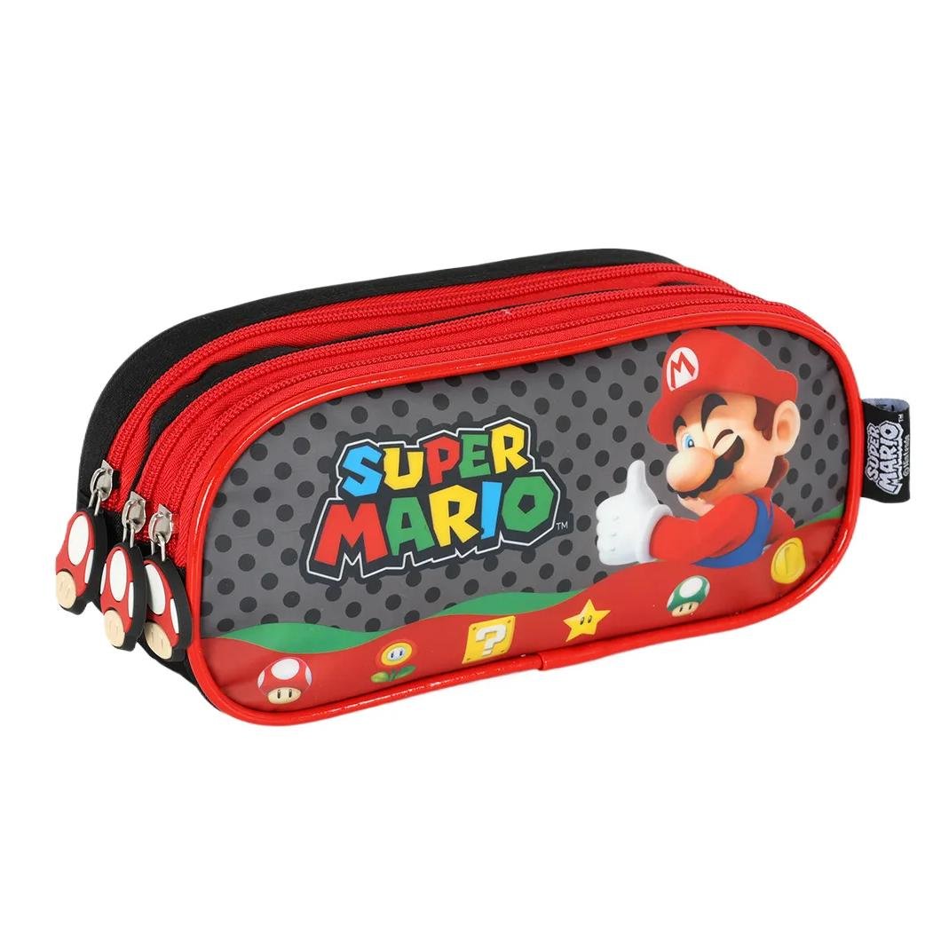 ESTOJO LUXCEL INFANTIL ZIPER TRIPLO MARIO BROS EI42545MO Preto 4