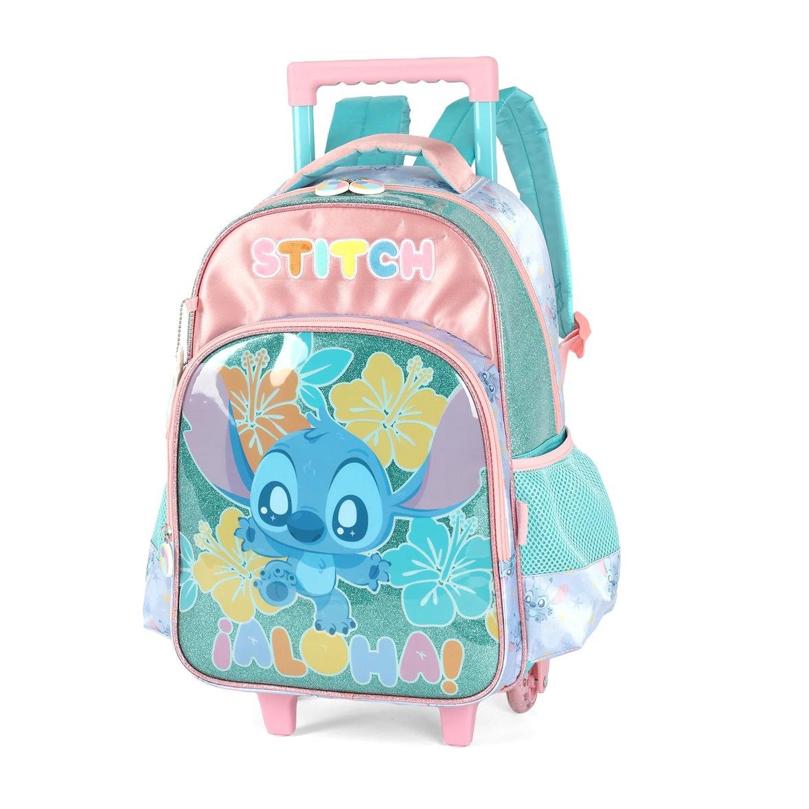 MOCHILA LUXCEL INFANTIL STITCH COM RODAS IC42402SC Turquesa 2
